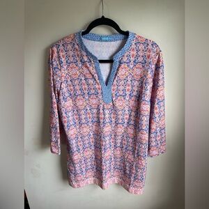 J.McLaughlin Multi-Color Catalina Cloth 3/4 Sleeve Tunic Top Sz. large (J)